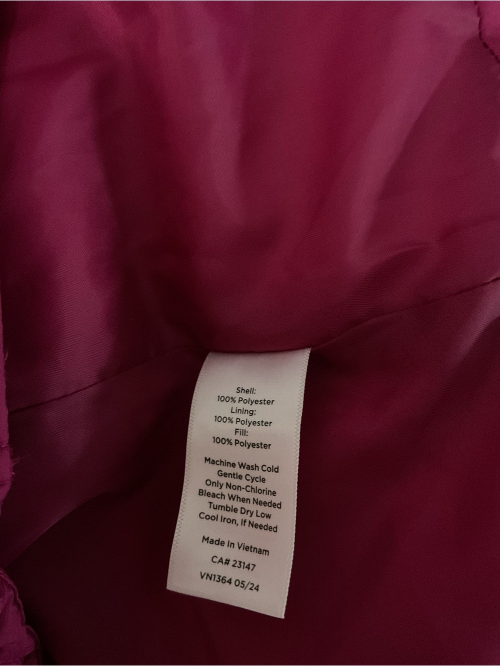 NWOT Talbots Quilted Puffer Jacket in Deep Fuchsia P:28” L:32.5” - Picture 6 of 6